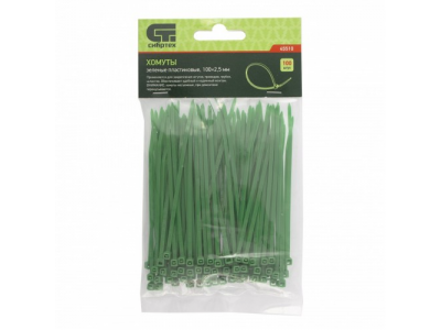 Хомуты, 100 x 2,5 мм, пластиковые, зеленые, 100 шт Сибртех от СИБРТЕХ Хомуты, 100 x 2,5 мм, пластиковые, зеленые, 100 шт Сибртех