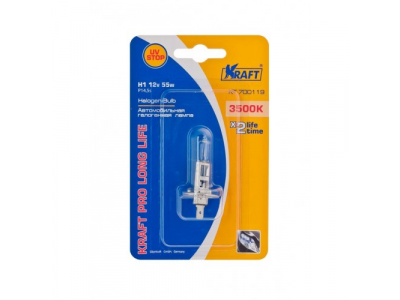 Автолампа H1 12v55w (P14,5s) Kraft Pro Long Life от KRAFT Автолампа H1 12v55w (P14,5s) Kraft Pro Long Life